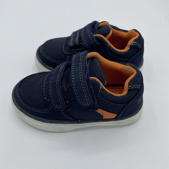 MAX + JAKE toddlers velcr0 sneakers in NAVY & ORANGE sz 5 - VGUC - Picture 2 of 6
